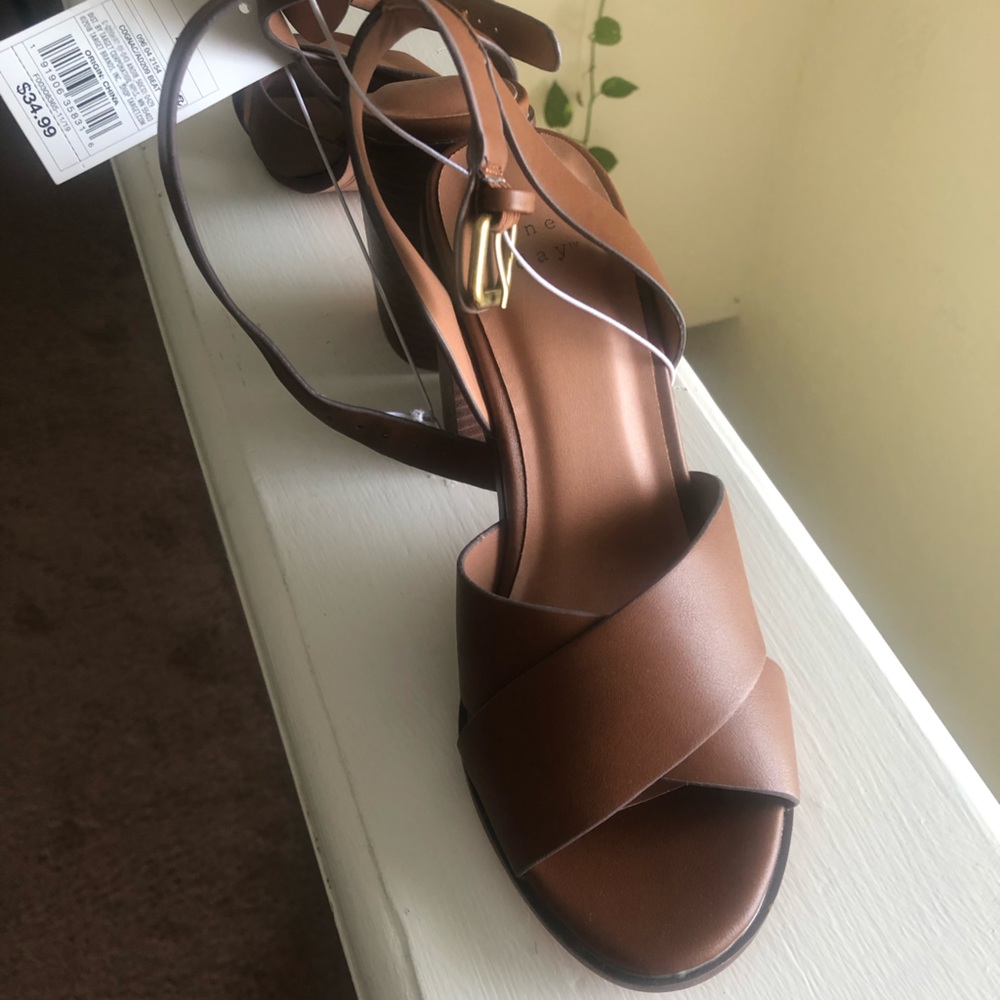 leg strapped sandals.